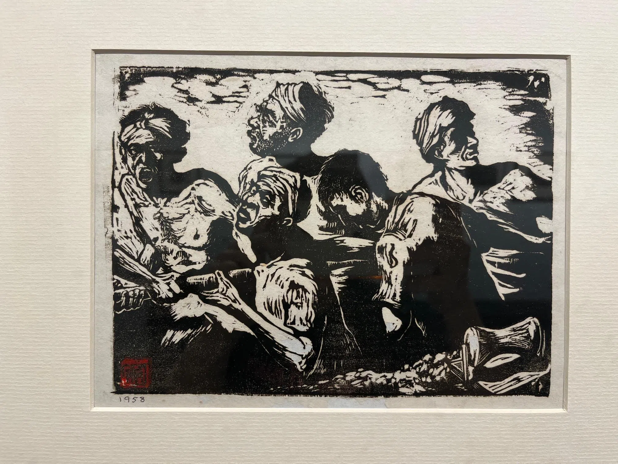 许锡勇木刻版画《印度工人铺设电缆》（1958）原版将展出。（画廊提供）