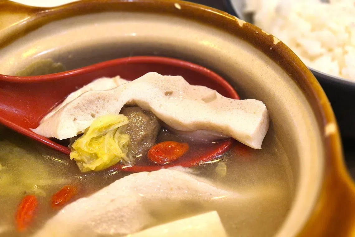 素食珠肚巧妙地用蒟蒻制成。（陈爱薇摄）