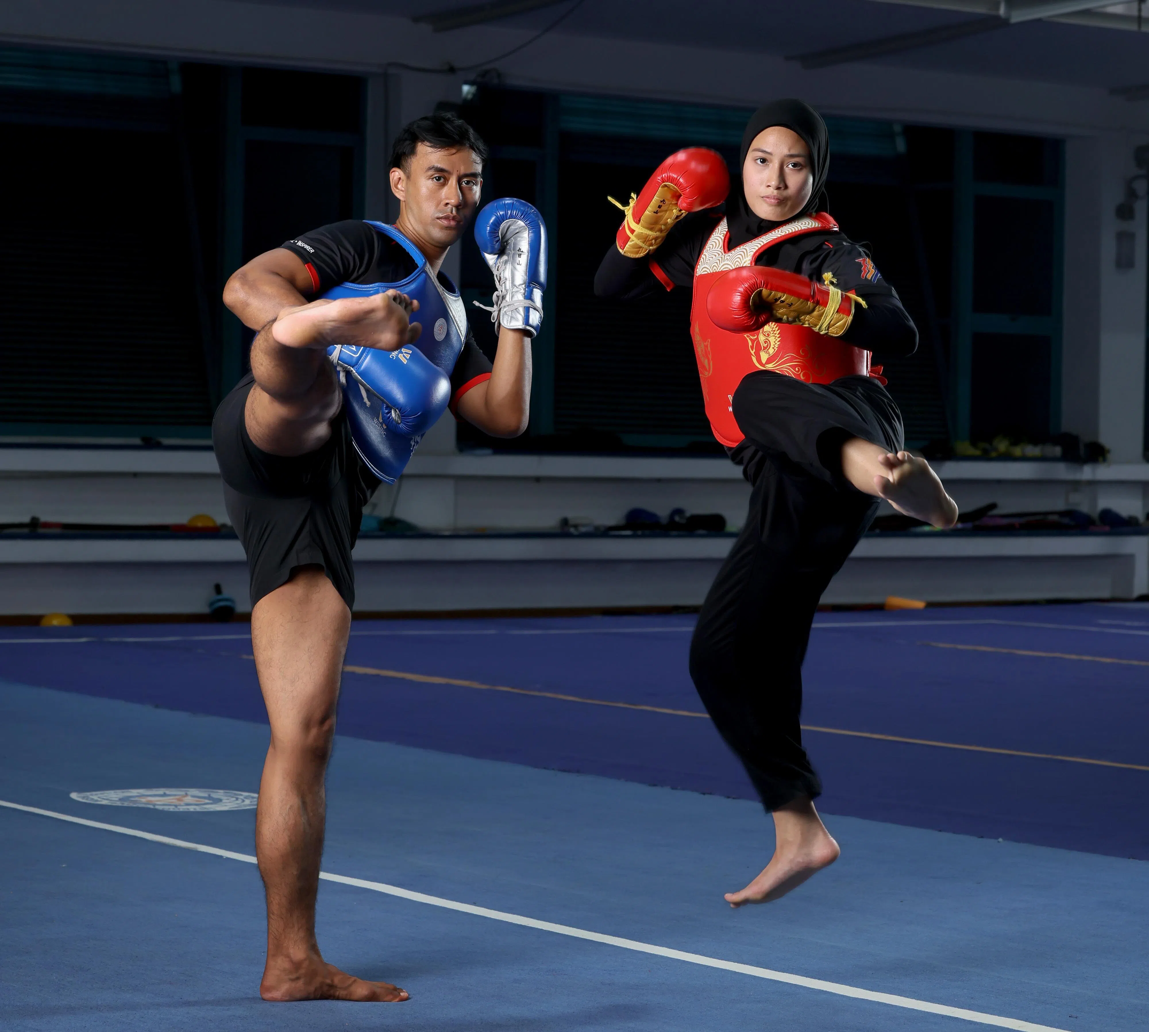 从马来武术更换到武术散打，阿迪布（左）和卡蒂嘉将是我国首两名参加东运会散打比赛的非华族运动员。（龙国雄摄）