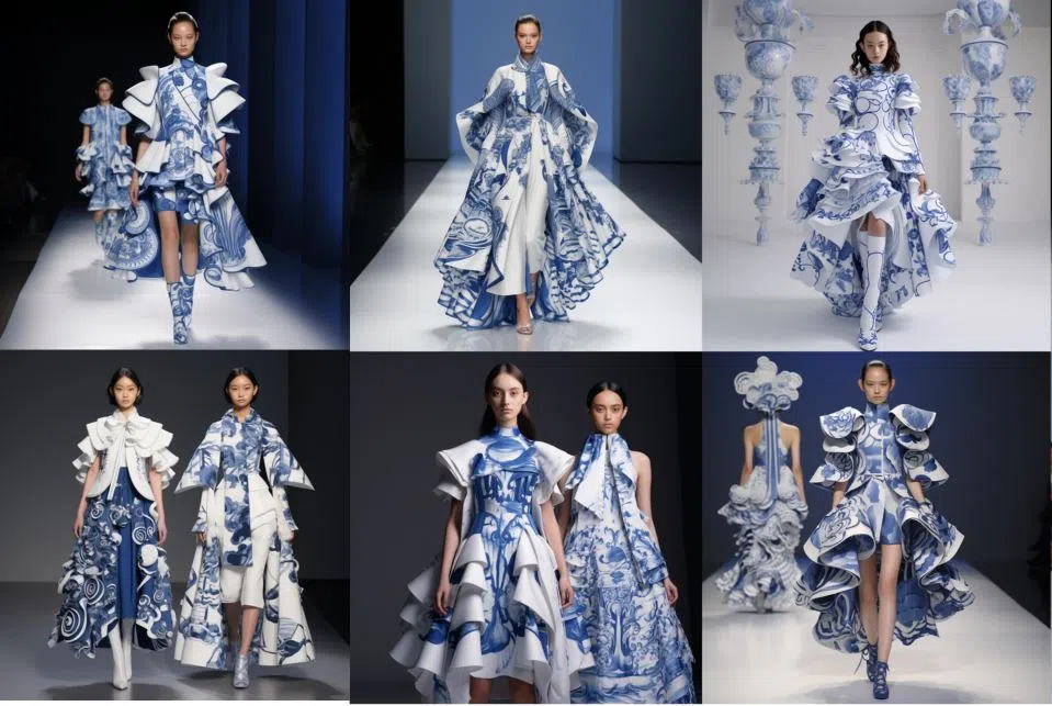 青花瓷系列设计图。（受访者提供）