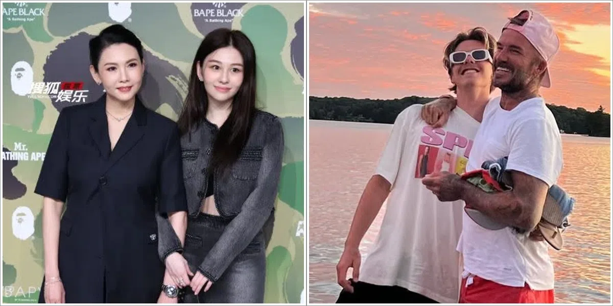 有“最美星二代”之称的邱淑贞（左图左）女儿沈月（左图右），2022年曾传在韩国出道。前足球金童David Beckham（右图右）的三儿子Cruz（右图左）2018年曾被爆参加韩团“The Man”选拔。（取自艺人IG）