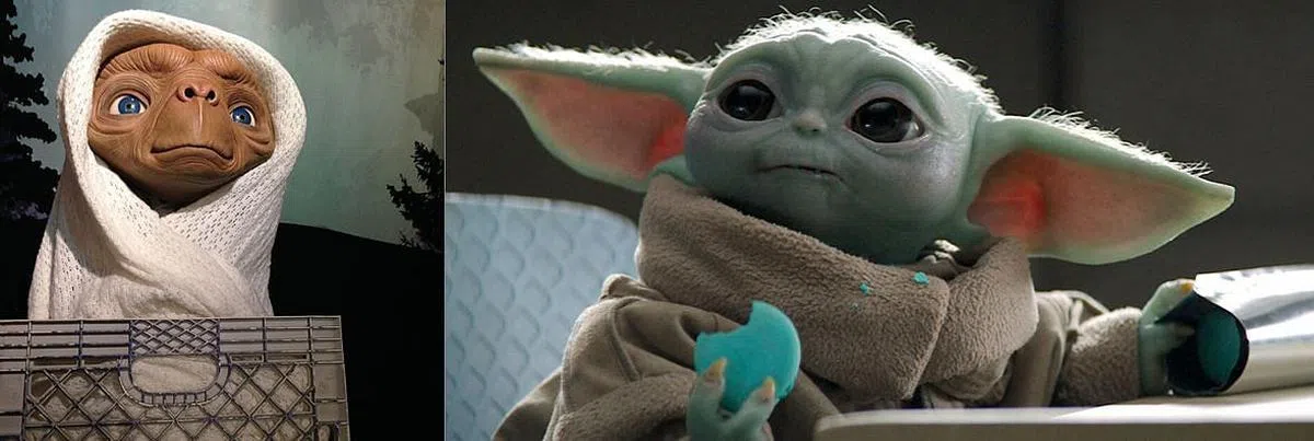 《ET外星人》（左）与《星球大战》的电影角色俘虏万千观众的心。（互联网）