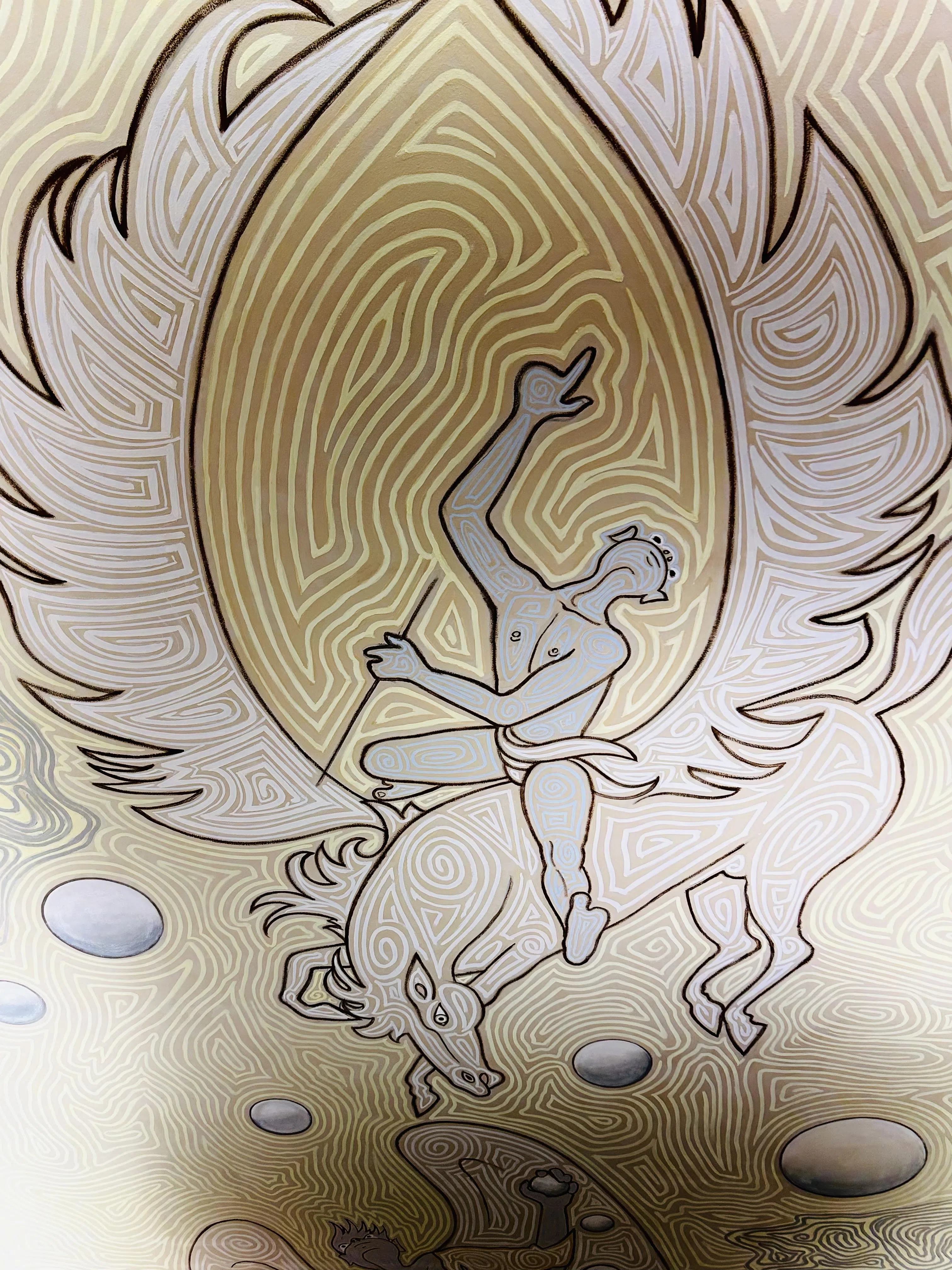 考克多绘制的芒通市政厅里小婚礼堂壁画（局部）。（作者提供）