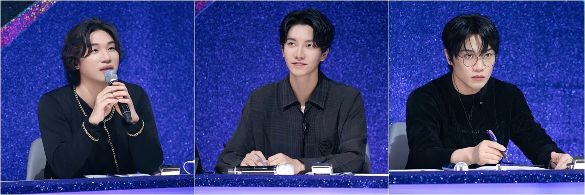 韩星导师们大声（左起）、李昇基和崔英俊认真点评。（爱奇艺国际站提供）