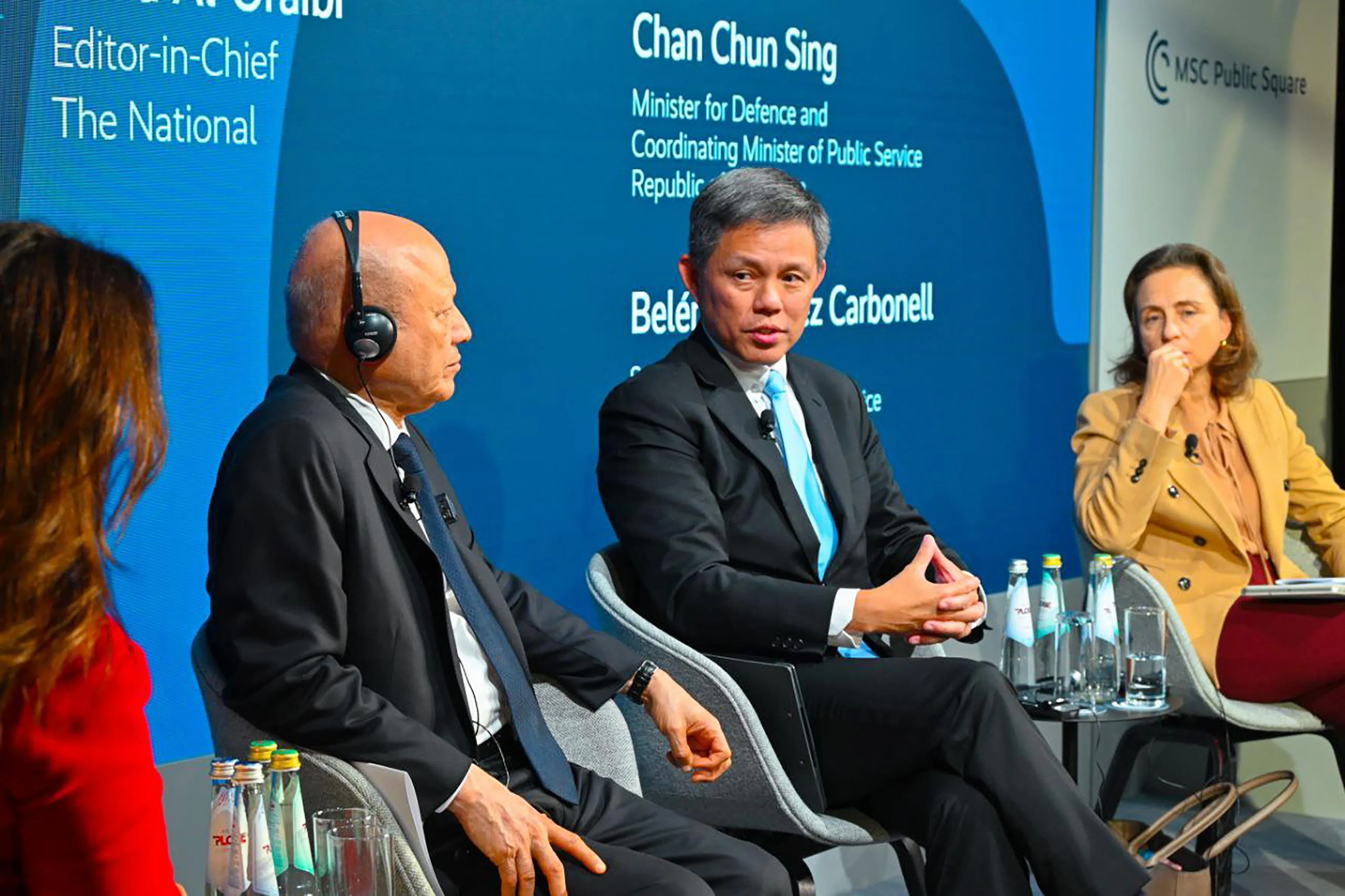 国防部长陈振声（右二）出席第62届慕尼黑安全会议，在聚焦海事安全的环节中强调，各国须共同协作，保护关键水下基础设施等重要网络。（国防部提供）