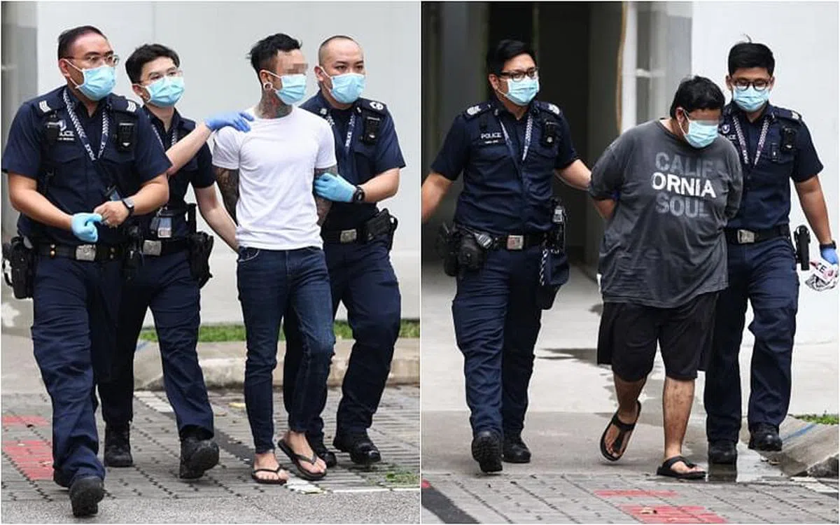 警方逮捕两名男子。（李健玮摄）