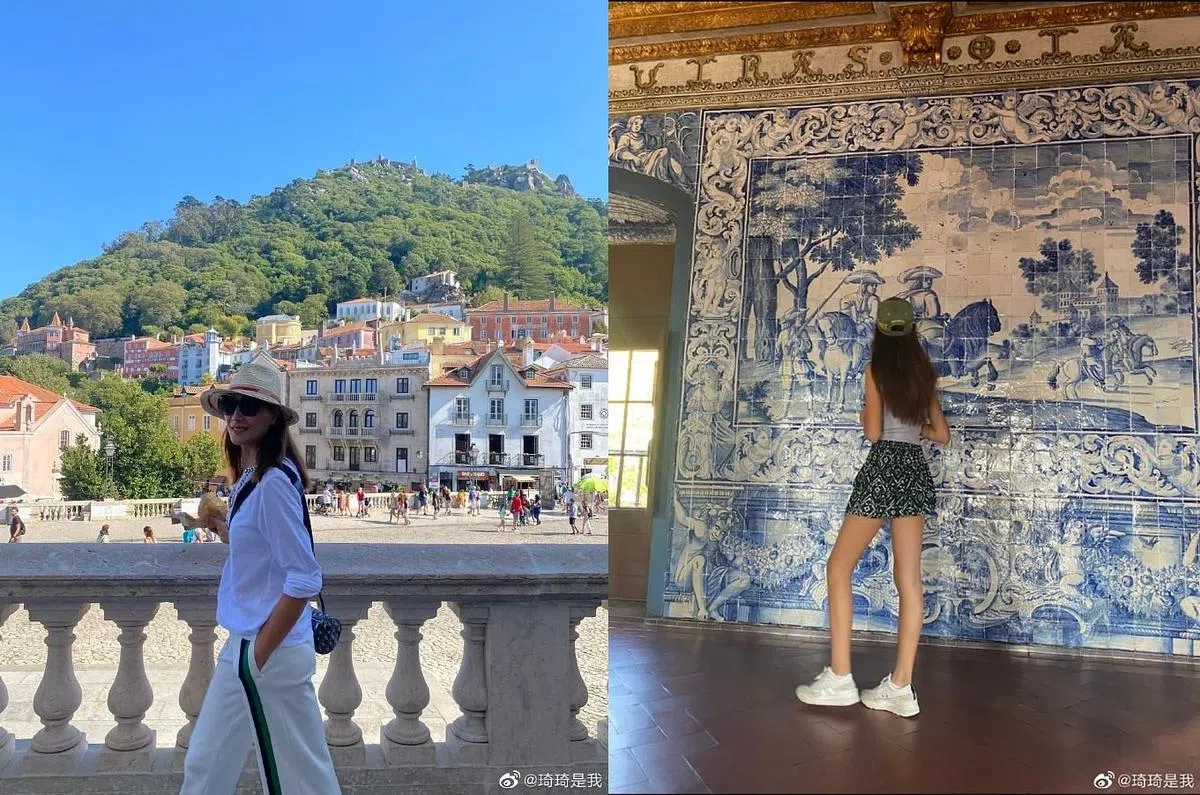 琦琦（左）与任晴佳在欧洲度假。（图/微博）