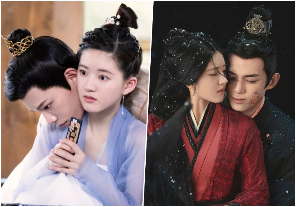 赵露思凭2020年的《传闻中的陈芊芊》（左图）一夜爆红。右图为她在《星汉灿烂．月升沧海》中与吴磊搭档。（互联网）