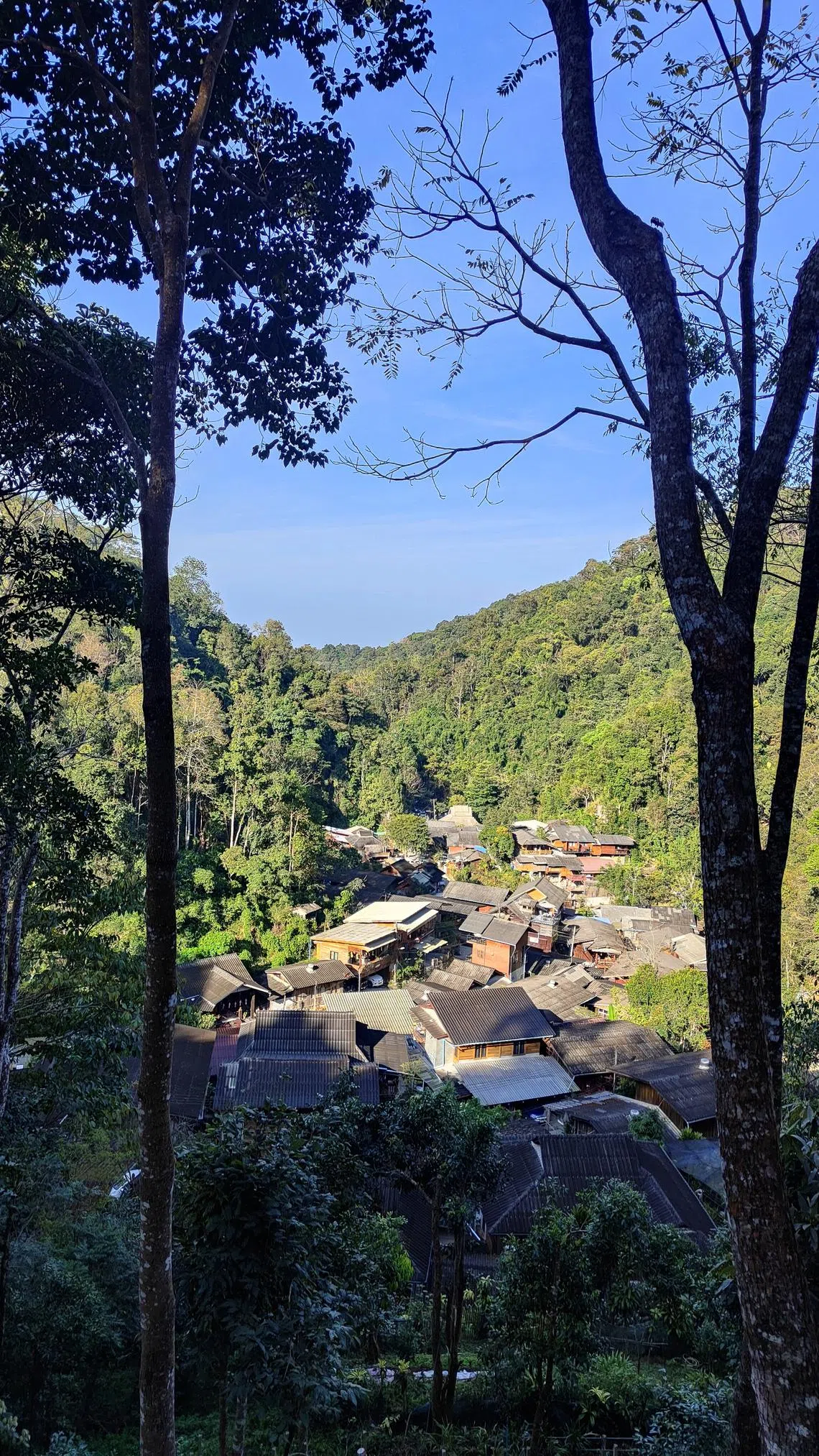 从露天咖啡厅能一览湄康蓬村落的样貌。（陈默汎摄）