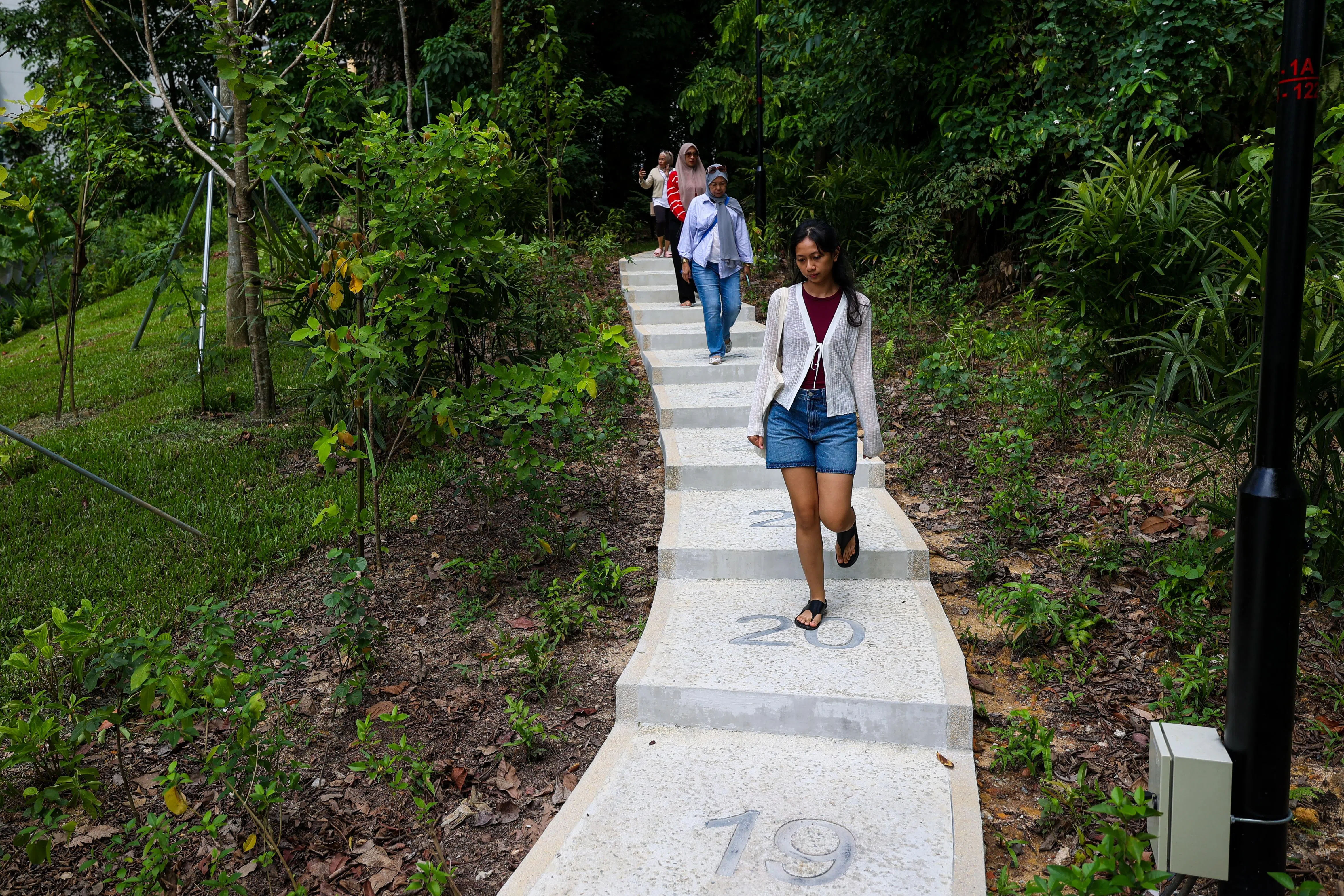 林野径设于榜鹅历史走道长约400米的第一段步道上，适合居民晨间或傍晚到那里散步。（林明顺摄）