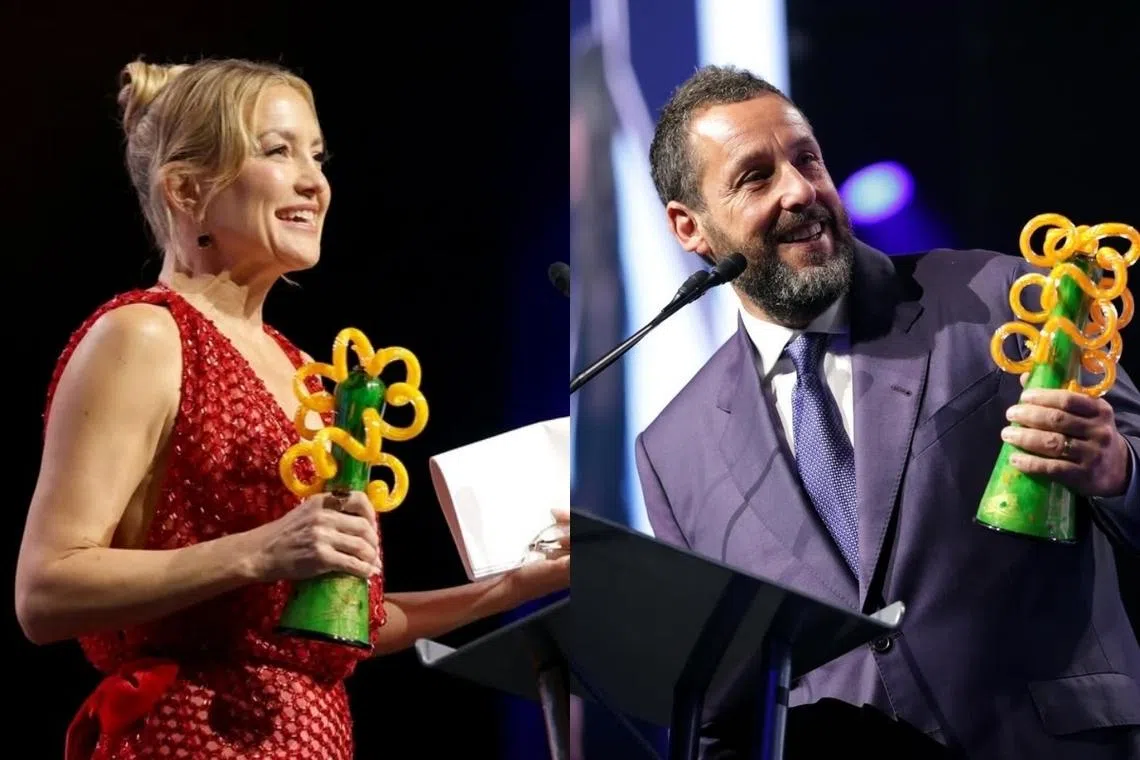 Kate Hudson（左图）和Adam Sandler都到场领奖。（取自棕榈泉国际电影节官方IG）