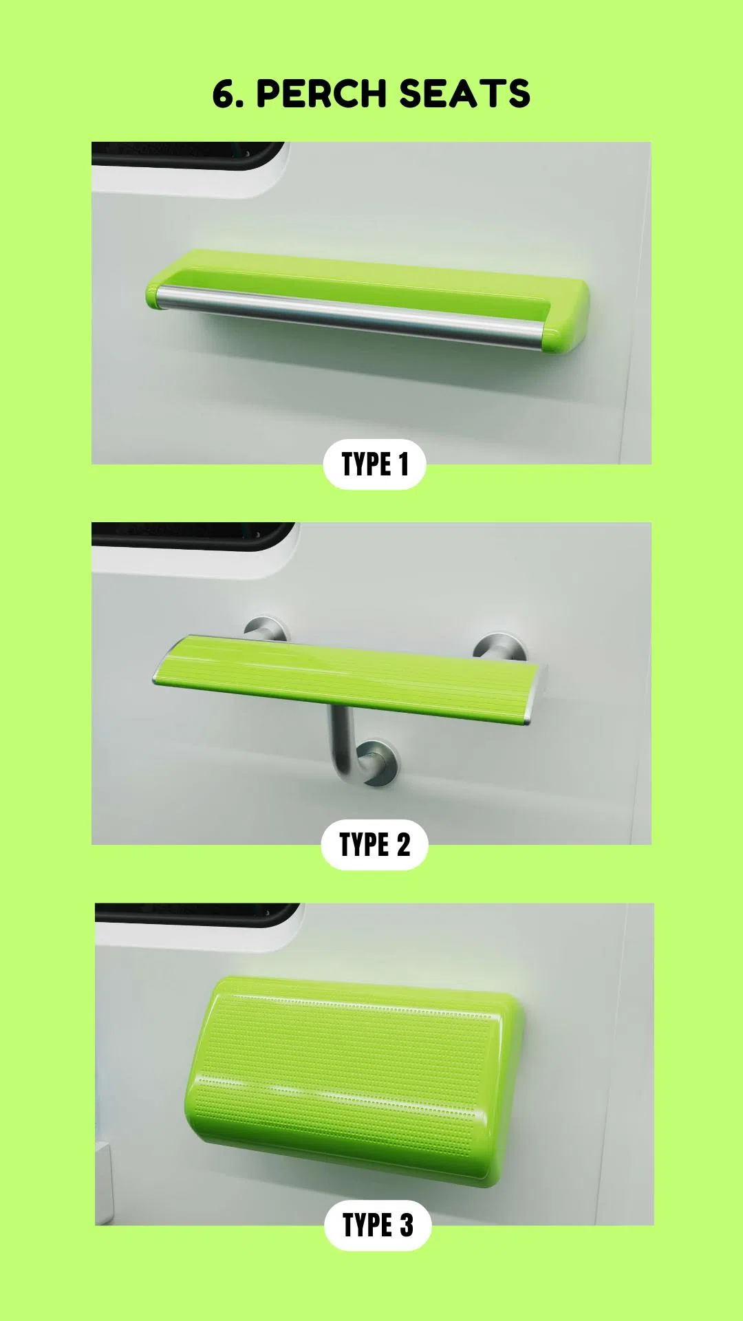 靠椅有三种设计，有比较长扁型的，也有较宽的设计。（陆交局提供）