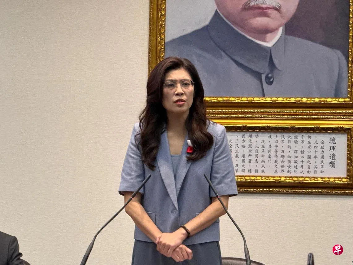 国民党主席郑丽文星期一（30日）举行记者会，宣布4月7日至12日访问中国大陆，与中共总书记习近平会面。 （缪宗翰摄）