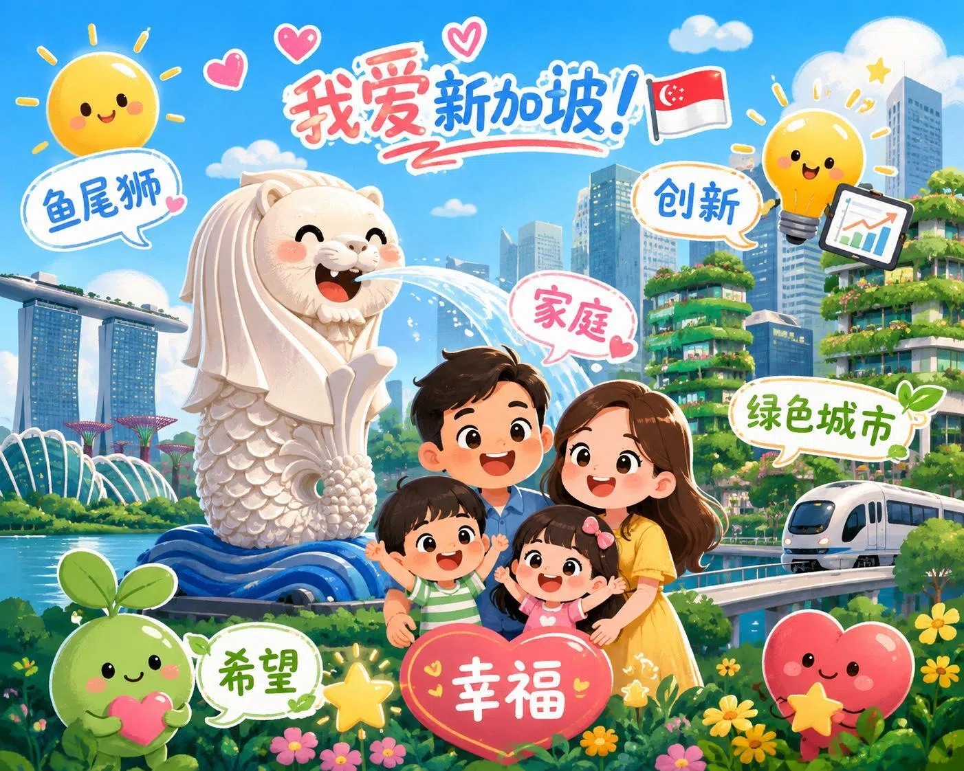 AI根据黄振隆提供的新加坡关键词生成的图片。（AI生成图）