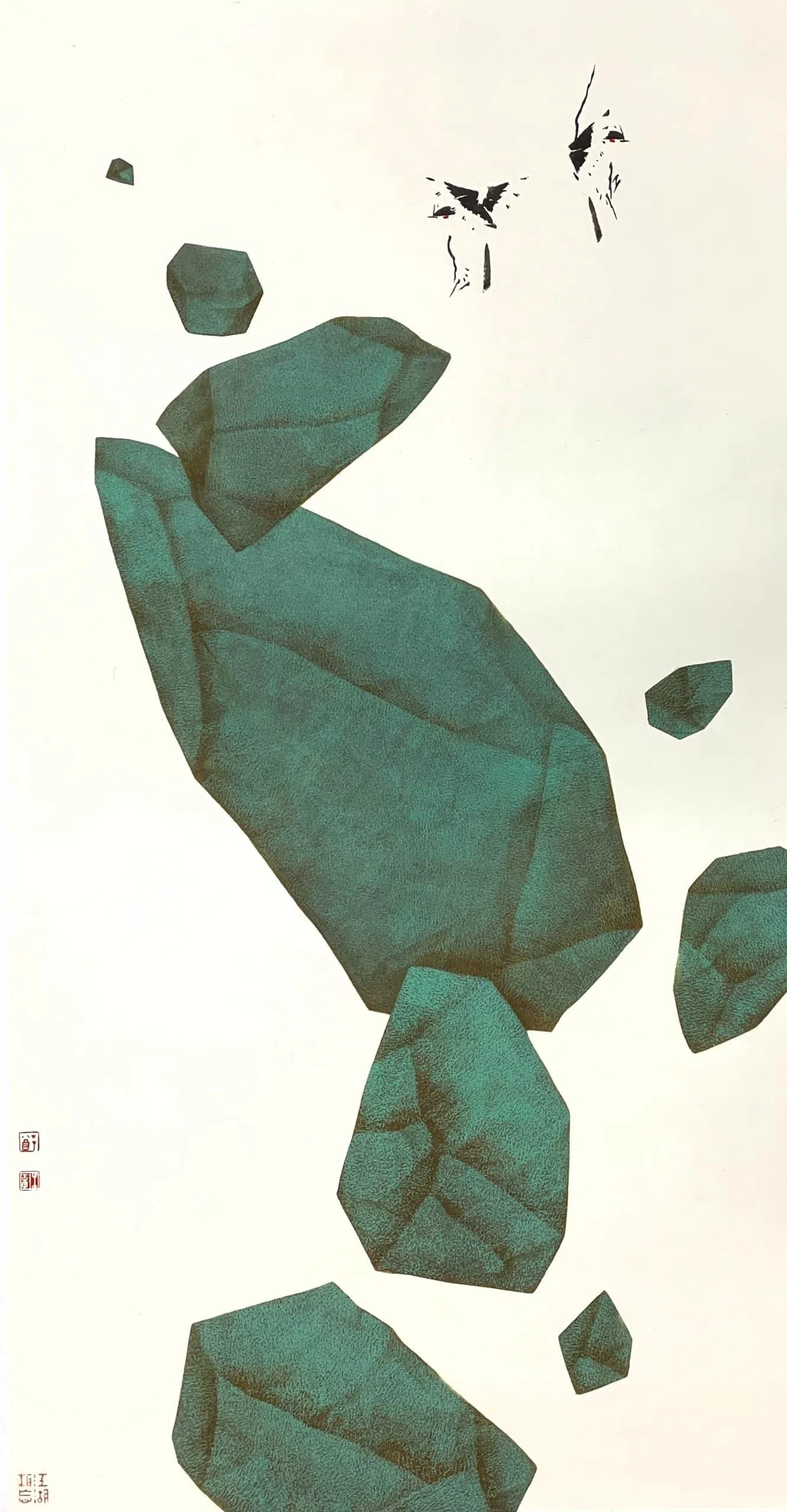 郑木璋彩墨卷轴《江湖相忘》是展品之一。（义安公司藏品）