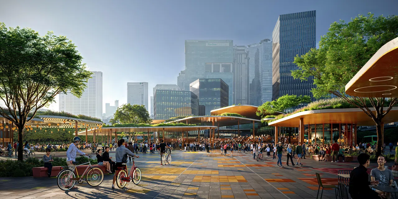 根据初步构想，梧槽干拿路、双溪路和惹兰勿刹交界处可打造公共空间，连接小印度、甘榜格南和滑铁卢街三个文化区。（Henning Larsen提供构想图）