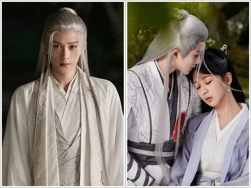 檀健次（左图）在《长相思》分饰两角，面对爱着杨紫（右图右）饰演的小夭从不宣之于口，无私的深情让许多观众入坑。（互联网）