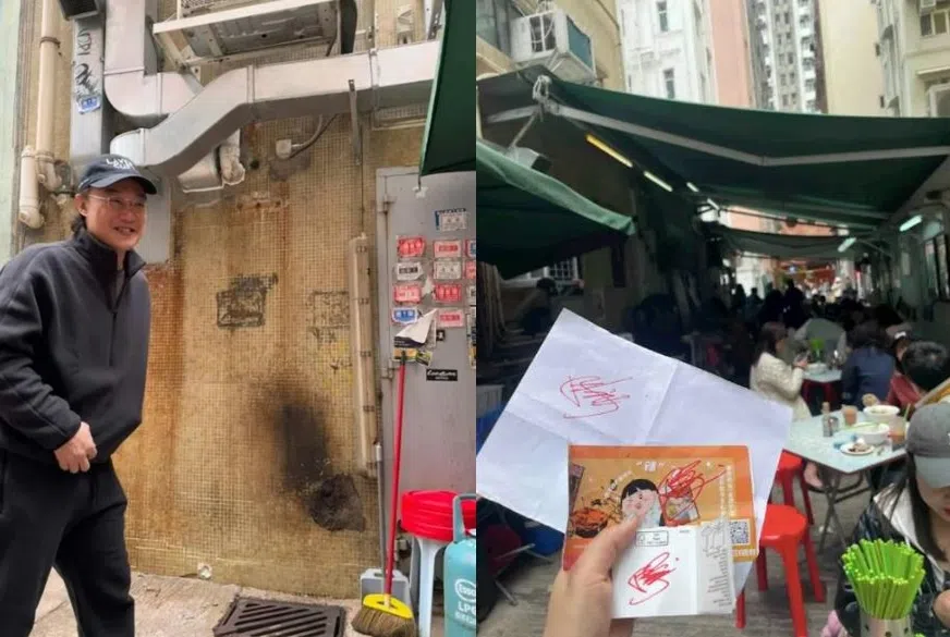 网民在社媒上分享“野生捕获”陈奕迅的画面，也有幸运粉丝拿到签名。（互联网）