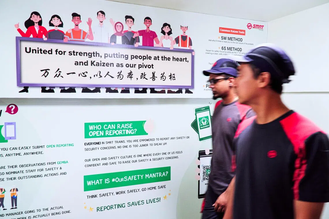 SMRT自2018年2月实行Kaizen以来，已落实约8000个大小项目，省下成本超过5亿元。提出改善建议的员工每年可得Kaizen花红。（SMRT提供）