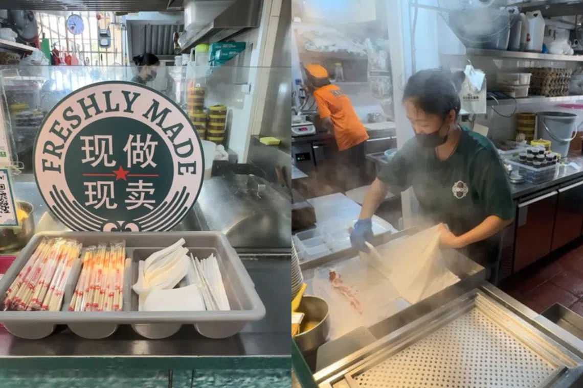 “伟少港式肠粉”主打现做现卖。（翁铭芯摄）