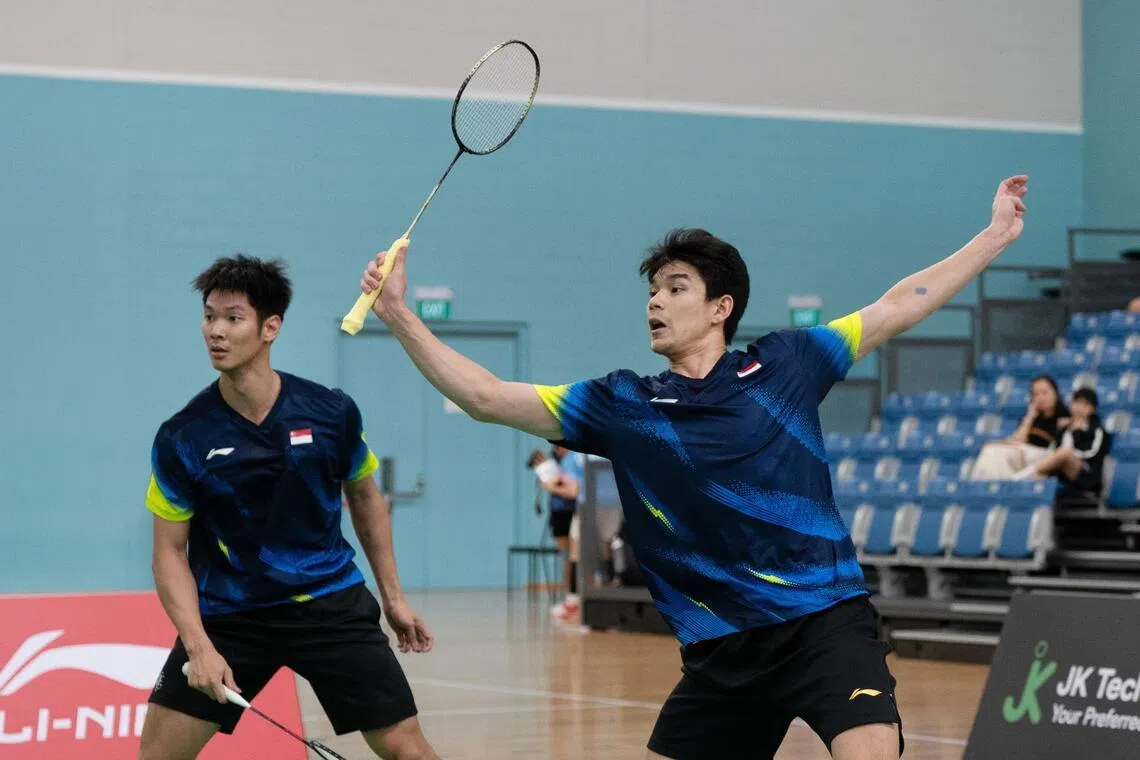 黄劲腾（右）／黄家豪（左）输给排名低于自身的丹麦克耶尔组合，无法更进一步。（陈家兴提供）