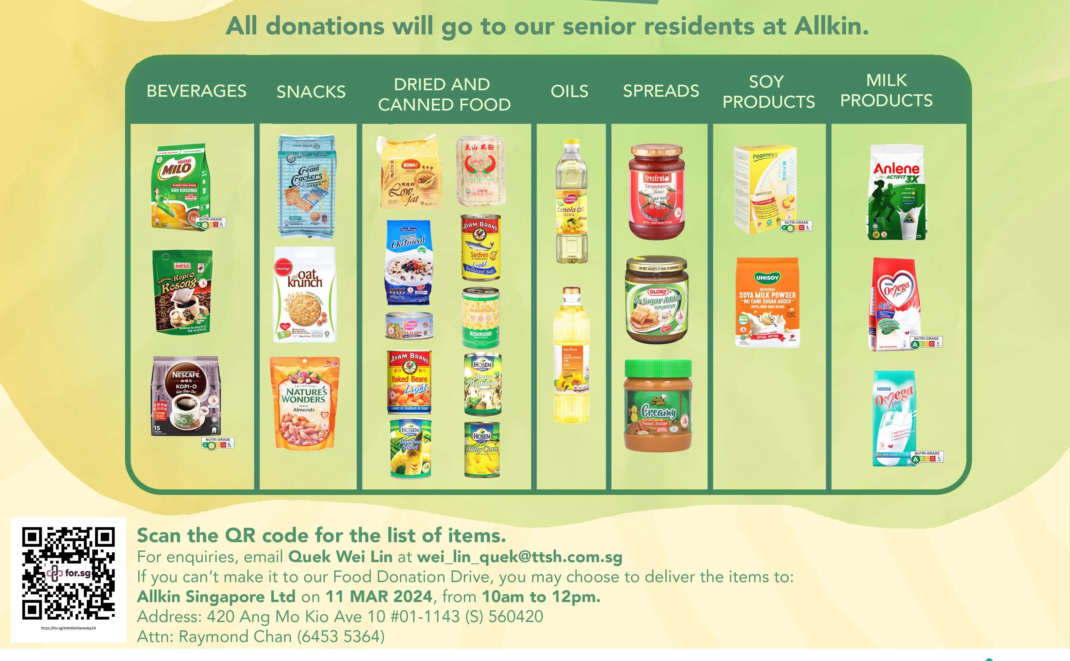 为确保公众捐赠的食品适合受益人，陈笃生医院的营养与营养学部门把捐赠物品名单放在网站上。（陈笃生医院提供）