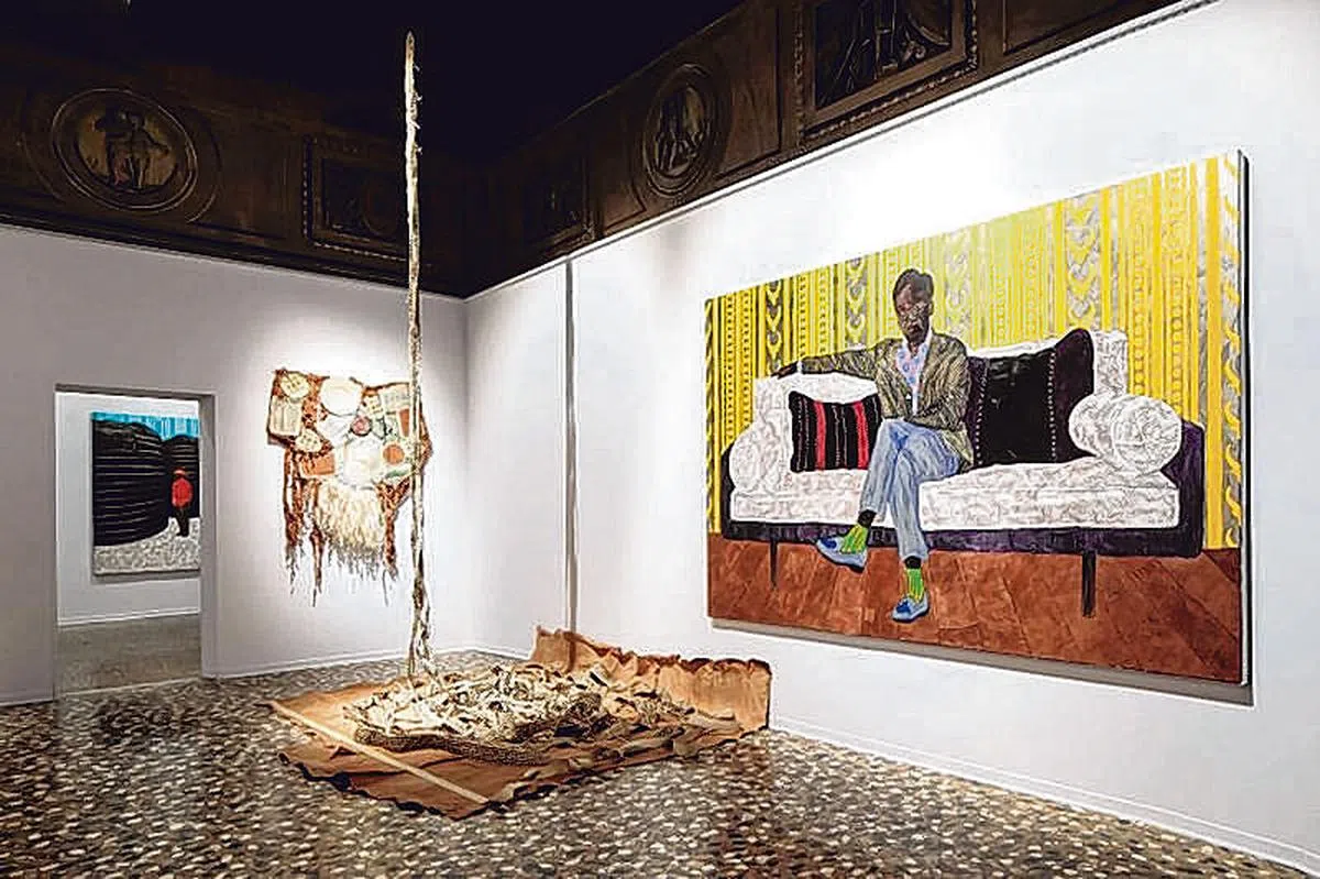 首次参展的乌干达馆展场一隅。（乌干达馆提供）