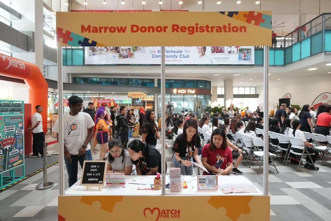 为宣导骨髓捐赠的重要性，并扩大支持网络，非营利组织骨髓捐赠计划星期六（11月22日）在芬维尔民众俱乐部举办路演活动。（谢智扬摄）
