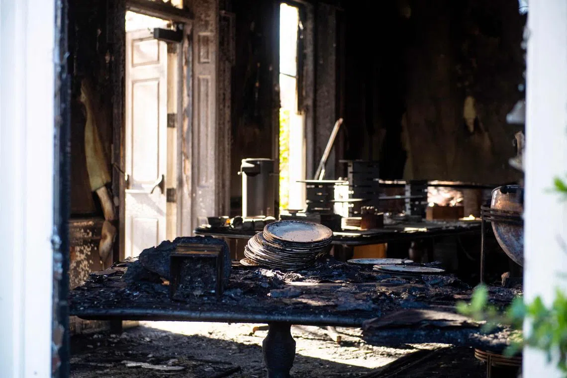 宾州警方表示，火灾没有造成人员伤亡，但导致宾州州长官邸部分区域严重受损。（法新社）