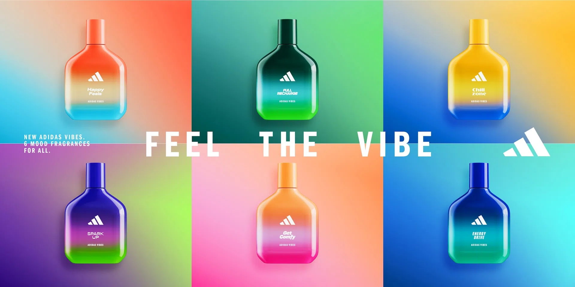 Adidas今年也推出一套6种香味的Vibes香水系列。（Adidas提供）