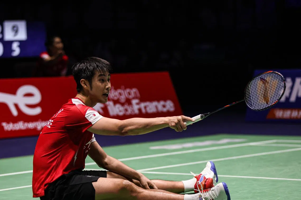 骆建佑向裁判示意对手出现违规行为。（Badmintonphoto提供）