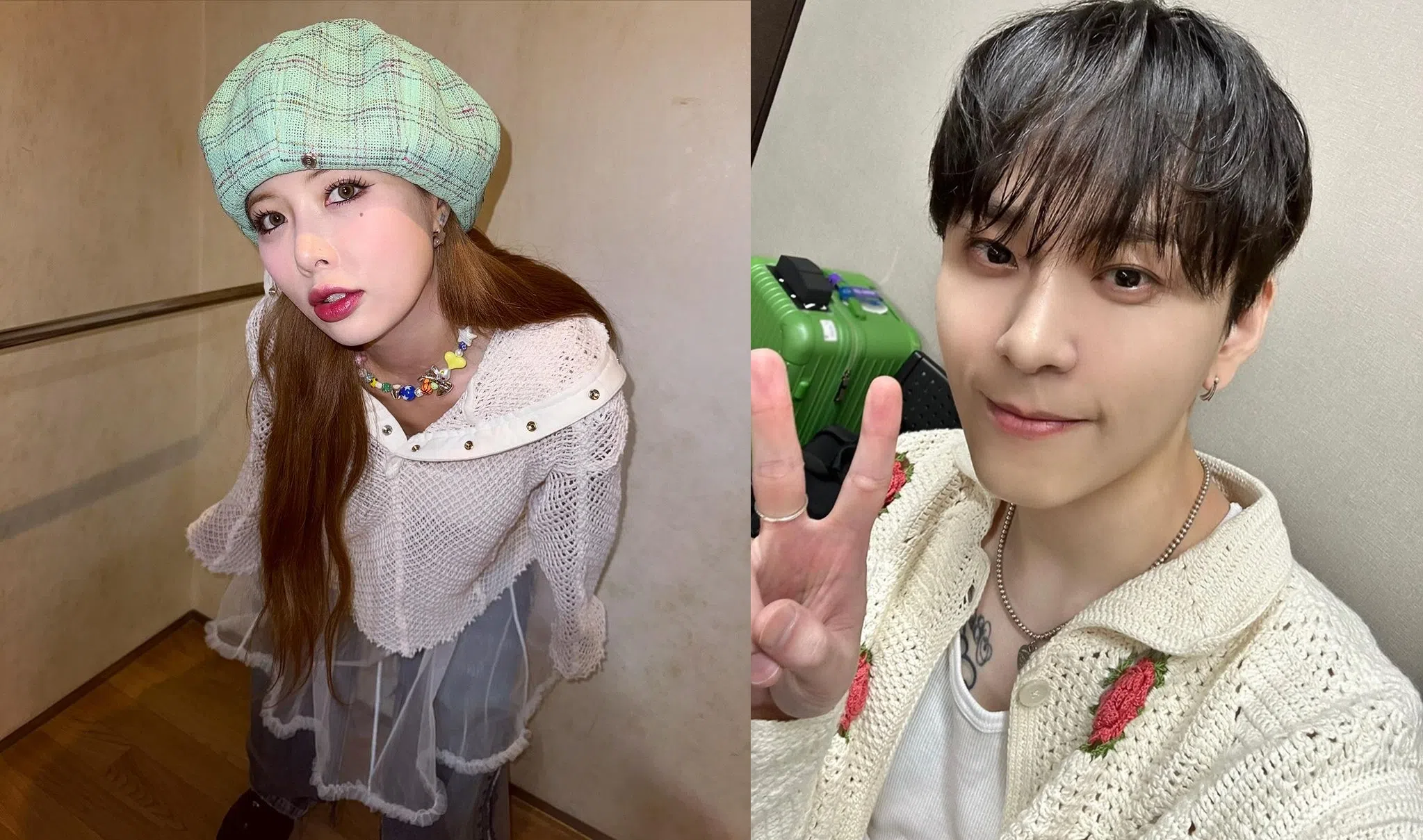 泫雅（左）及龙俊亨2024年1月公开恋情。（取自泫雅及龙俊亨IG。）