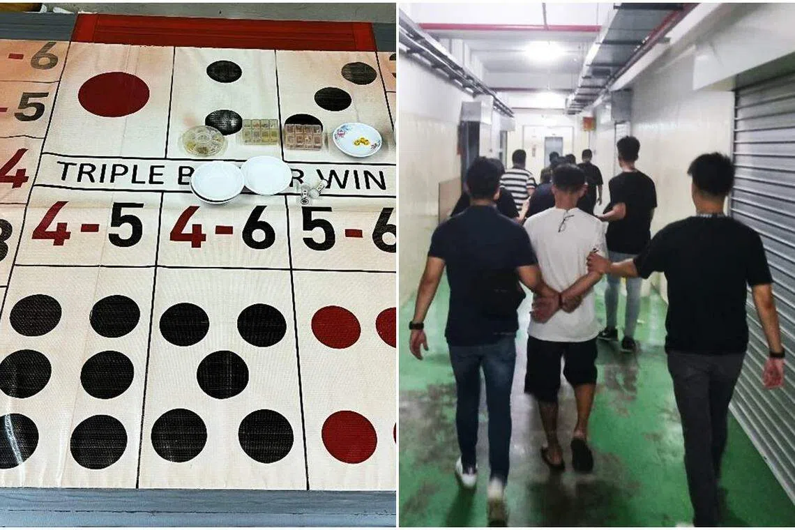 有人在工业一大楼中经营非法赌档，25人正协助调查。（警方提供）