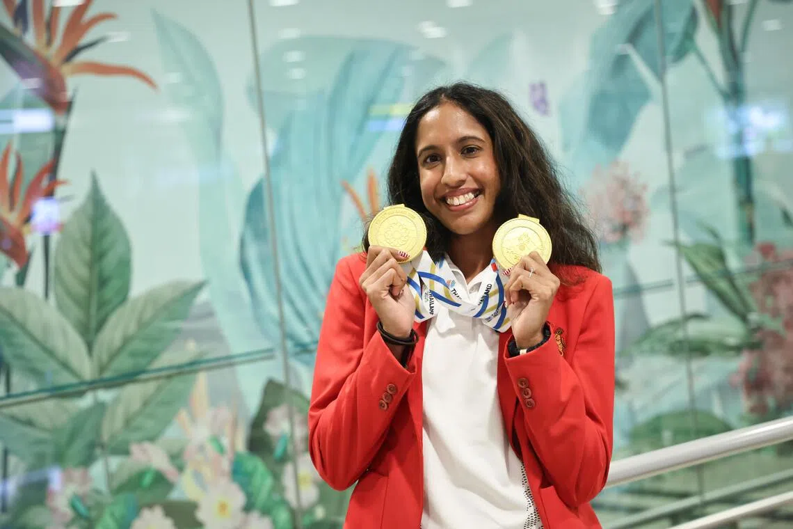 珊蒂在今年6月的亚锦赛入账100米和200米双银，到了12月的东运会又进账同项目双金，让她对明年的亚运会和共运会充满信心。（陈渊庄摄）