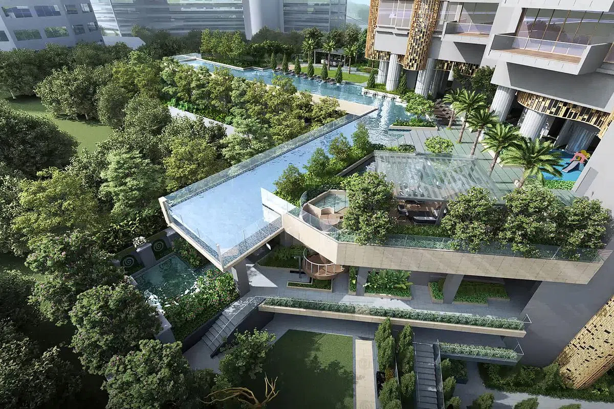 忙里偷闲时去健身或游泳，你无需踏出康邻豪庭，也享受一流的绿意视野，享受度假版的闲暇时光。（构想图/刘景发（新加坡）有限公司提供）