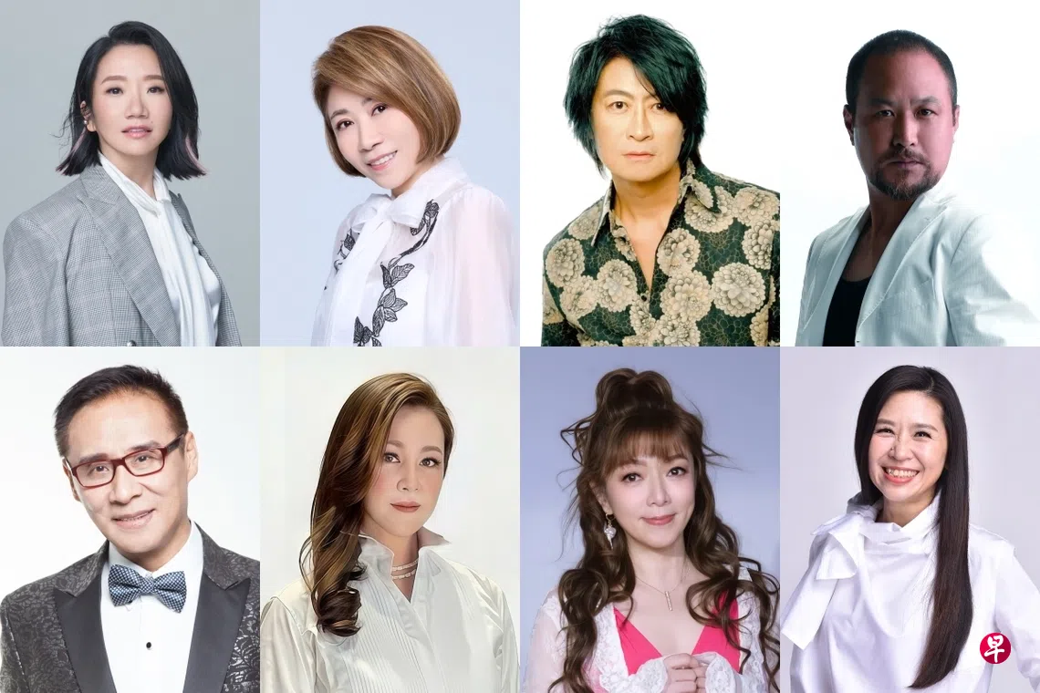 陶晶莹（上排左起）、李翊君、游鸿明、张镐哲、王瑞瑜、王馨平、赵咏华和马毓芬将在来临11月15日到新加坡开唱。 （创时代提供）