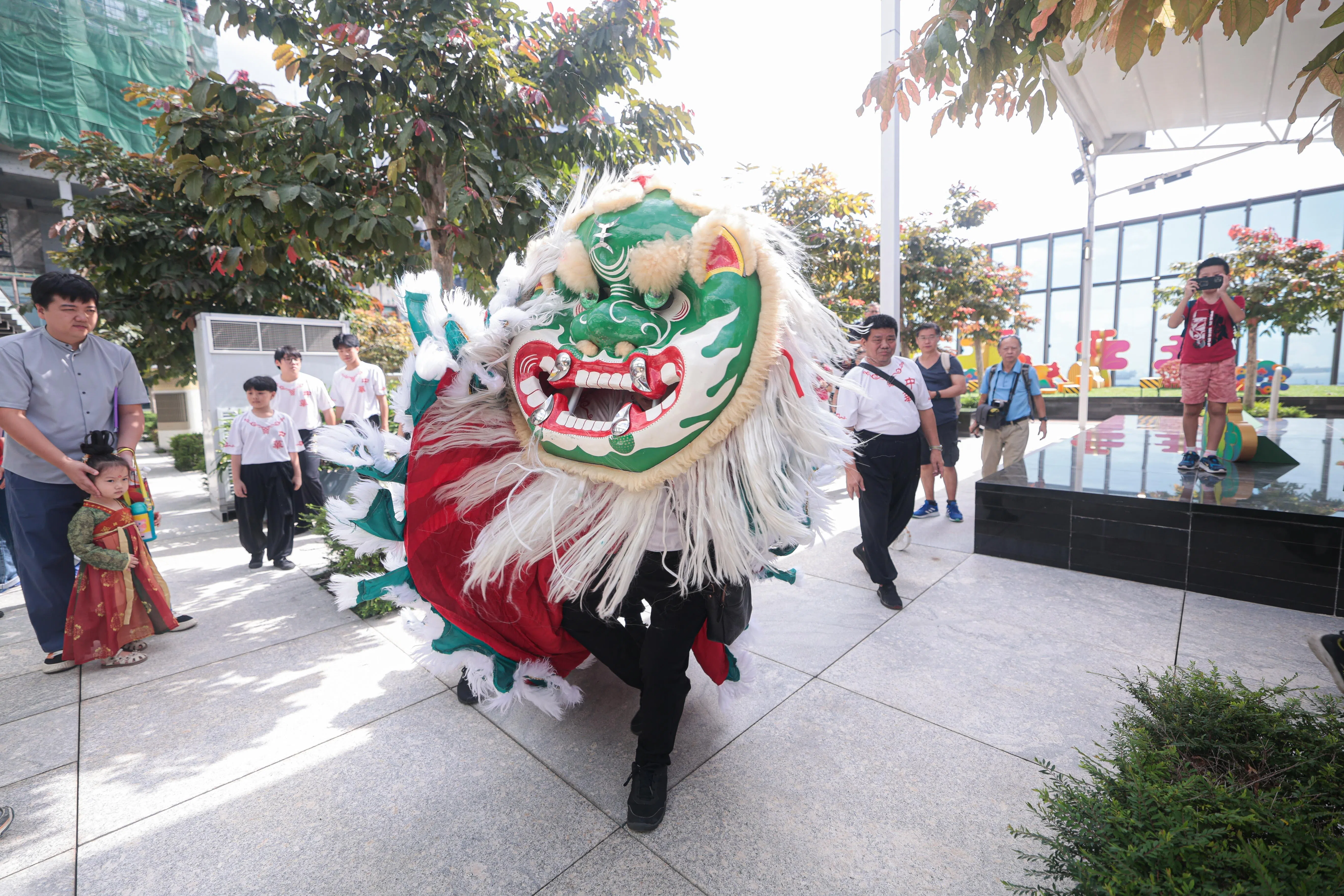 活动亮点之一是本地五个舞狮团将轮番上阵，呈献福建青狮、海南狮、客家麒麟、金狮以及佛鹤狮的精彩表演。（李冠卫摄）