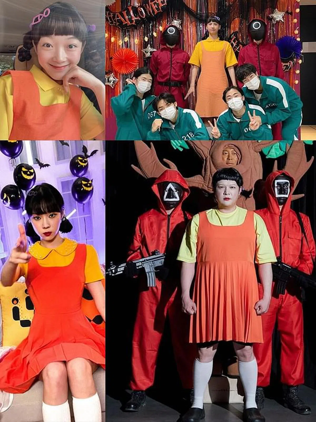 李瑜美（左上图起）、李镇赫、aespa成员Winter（左下图起）、神童的大头娃娃造型，你最喜爱哪个？（IG）