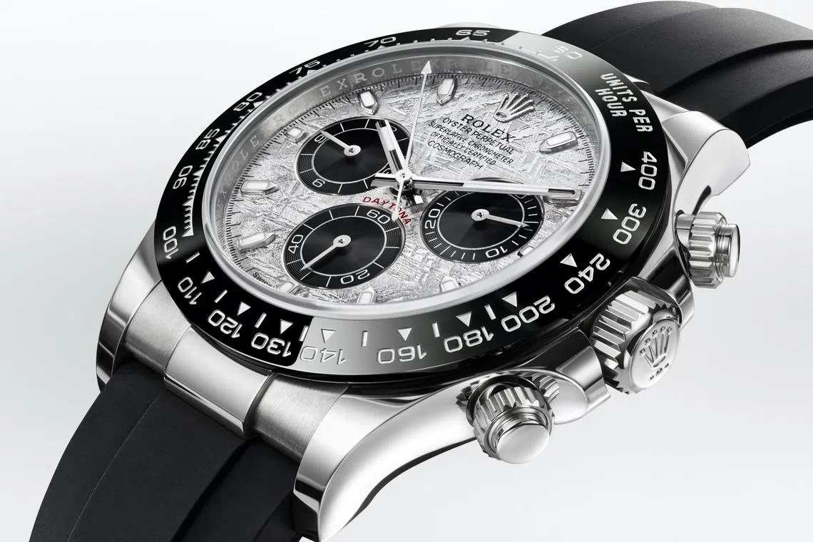 劳力士为人所爱的蚝式恒动宇宙计型迪通拿腕表也有陨石版本。（劳力士提供）