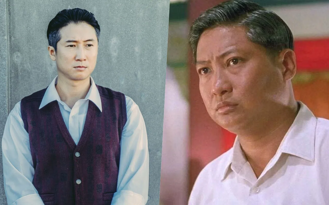 洪金宝儿子洪天明（左）在2022年港片《七人乐队》单元《练功》里演绎爸爸洪金宝当年《七小福》的师傅角色。（互联网）