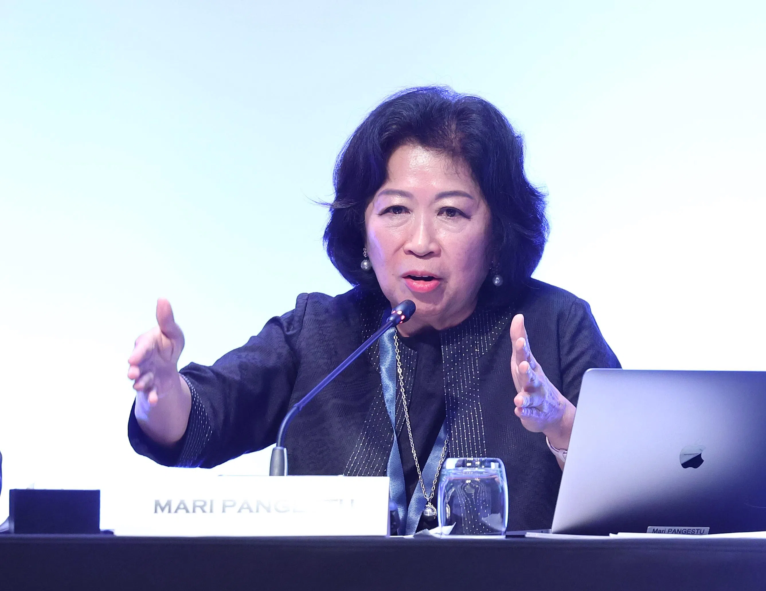 印度尼西亚前贸易部长冯慧兰说，亚细安应加强经济一体化，整合区域供应链。（唐家鸿摄）