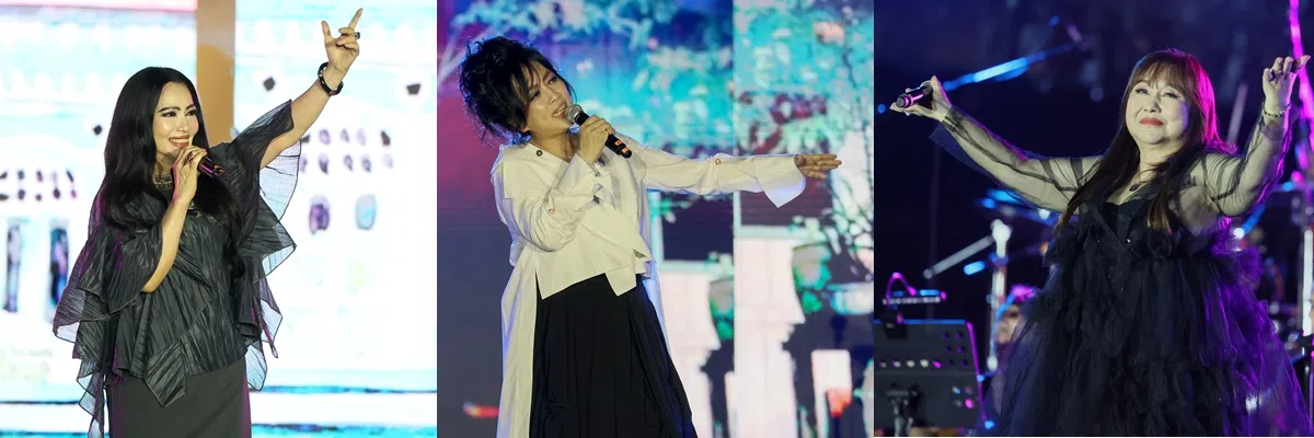台湾资深歌手潘越云（左起）、齐豫和郑怡轮番上阵，带来多首耳熟能详的金曲。（龙国雄摄）