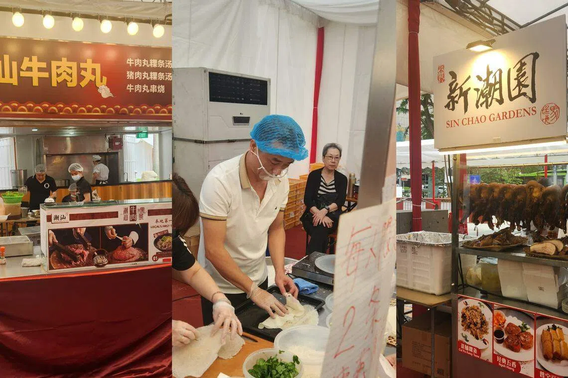 来自中国和本地的潮州师傅，在现场烹调美味正宗潮州美食。（陈爱薇摄）