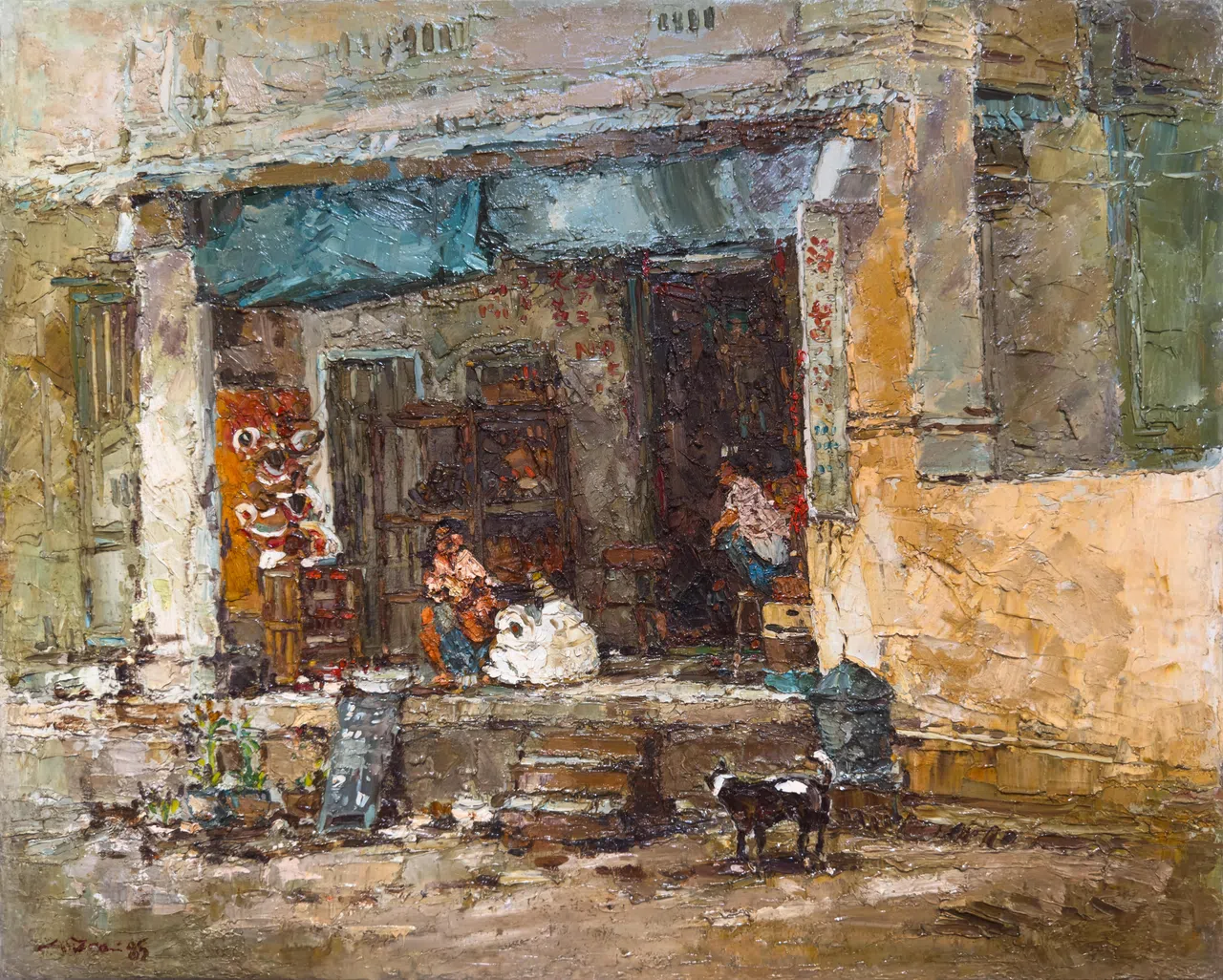 洪亚弟油画《舞狮头工匠（安祥山3号）》（1985）记录最后舞狮头工匠的身影。（嘉合画轩提供）