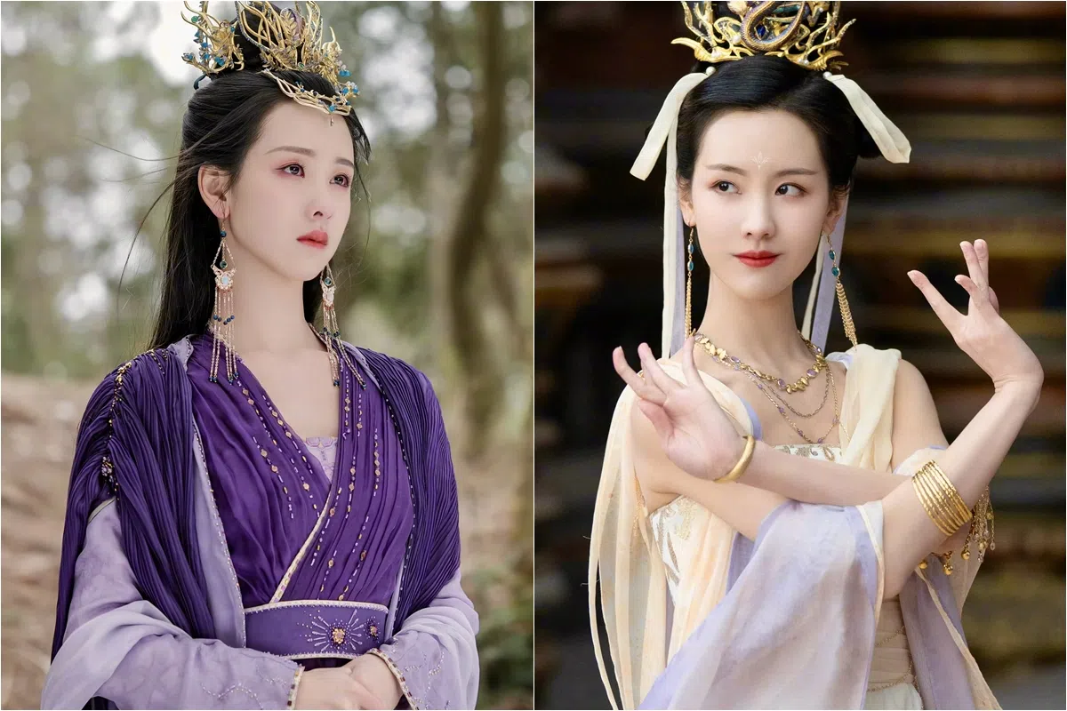 陈都灵在《长月烬明》一人分饰三世三角，是温柔可人的叶冰裳，也是腾蛇族圣女天欢。（互联网）