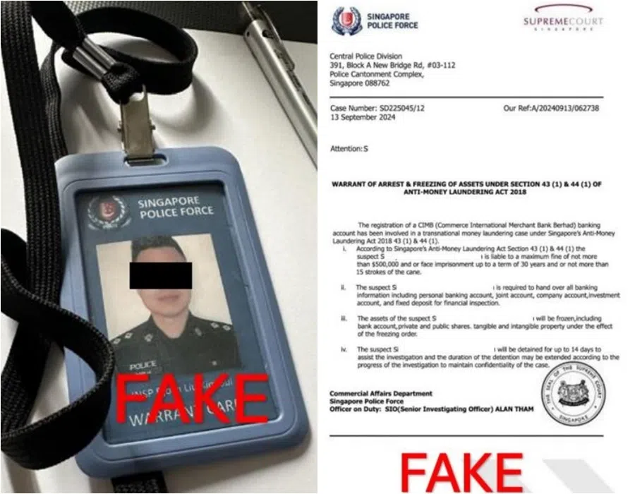 骗子会要受害者确认这些转账或交易，当受害者表示不知情或否认时，骗子就会将他们转给一名冒充警方或金管局人员的的骗子。（新加坡警察部队提供）