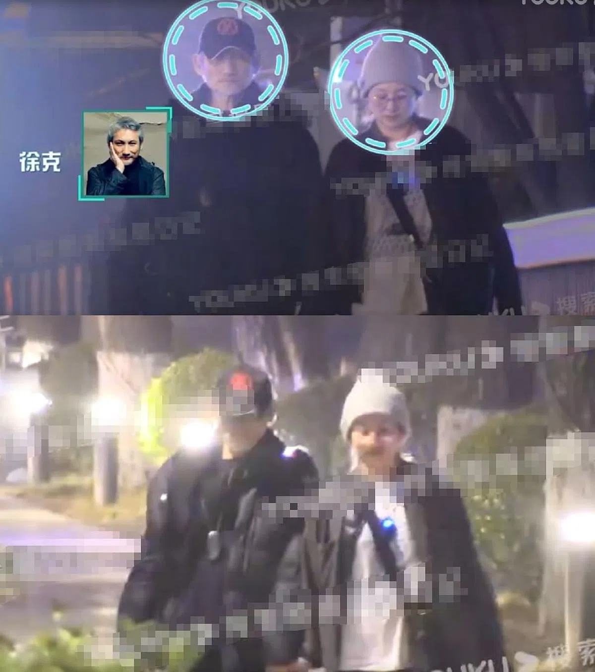徐克与乐乐被拍到一起散步。（互联网）