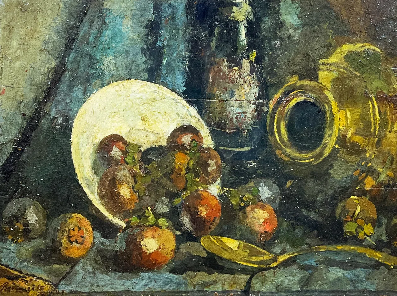 钟白木作于1947年的静物油画。（海卉艺苑提供）