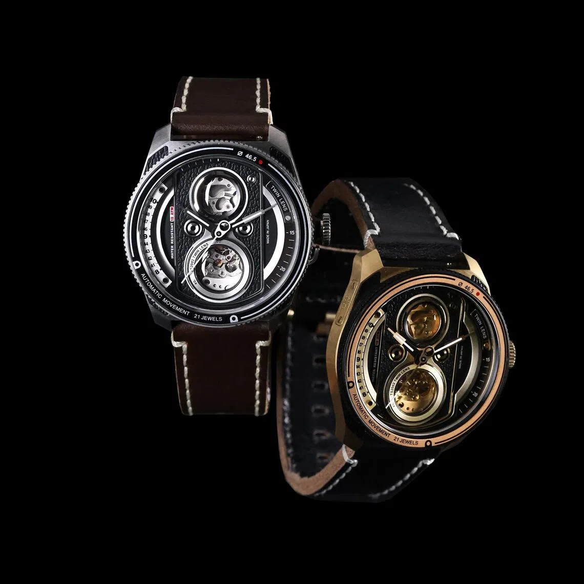 TACS Automatique Twin Lens腕表以复古双镜头相机为蓝本，搭载日本Miyota自动机芯。（SPRG提供）