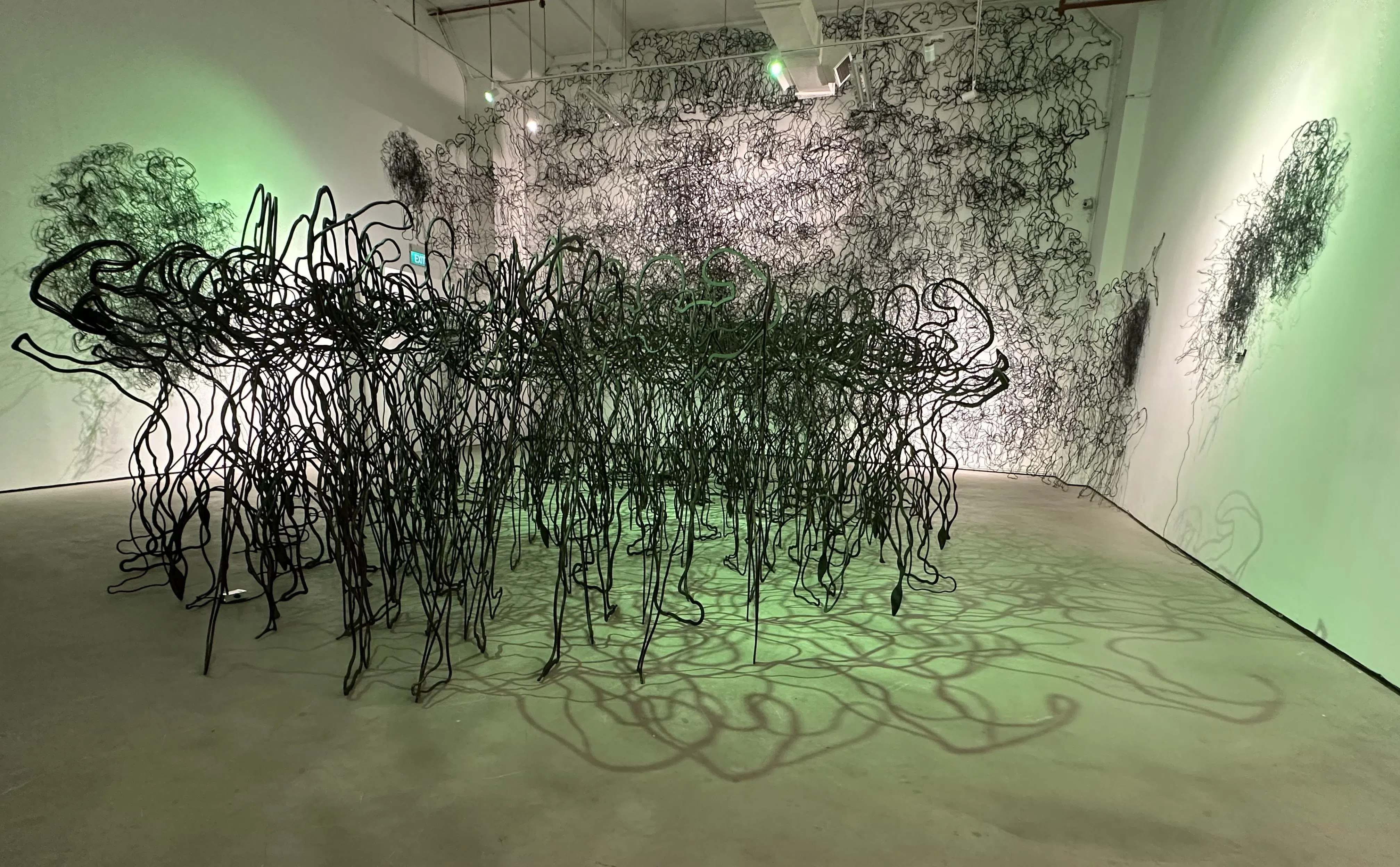 刘柏村打造的铁人钢骨森林世界。（黄向京摄）